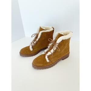 Madewell 7.5 The Clair Lace-Up Boot in Shearling-Lined Suede